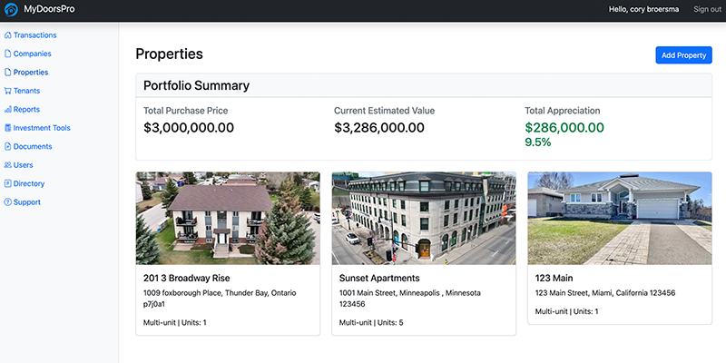 Step 2: Add your properties to MyDoorsPro